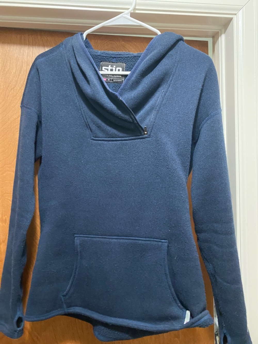 Stio Navy Funnel-Neck Pullover Hoodie